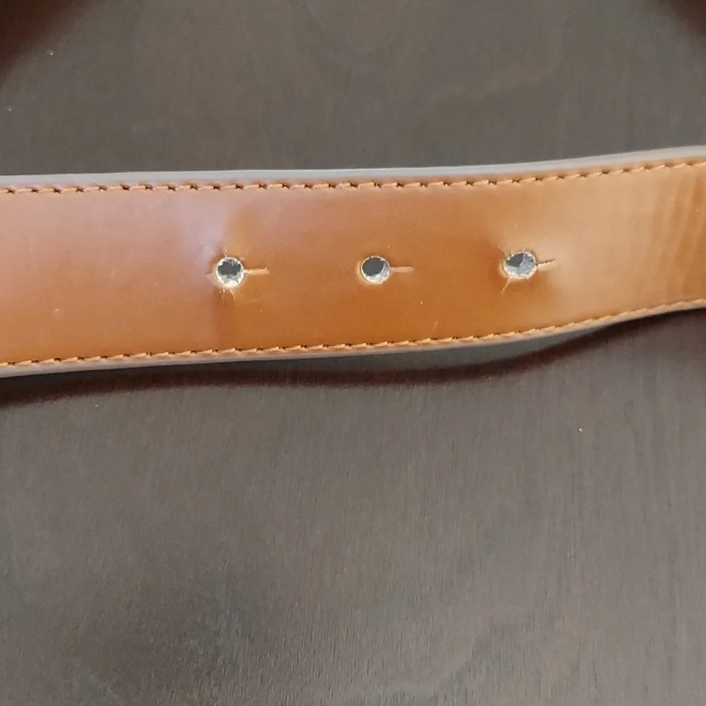 LAUREN Ralph Lauren Brown Faux Leather Belt with Goldtone Ring Detail Size 4 - Picture 8 of 15